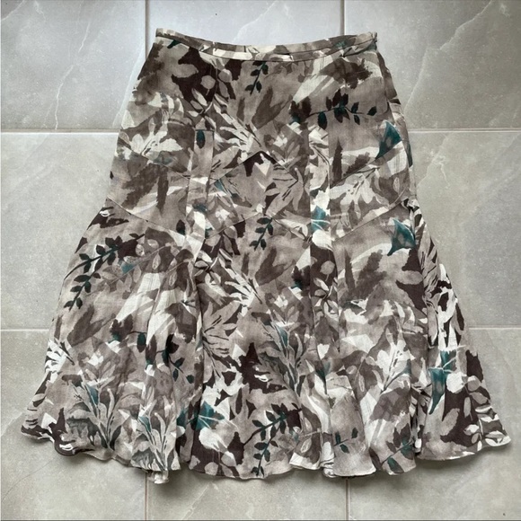 Anne Klein Leafy Earthy Wool Skirt - Picture 2 of 7